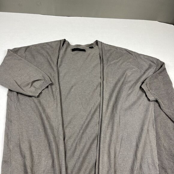 Allsaints Womens Linen Blend Cardigan Sweater Gray Short Sleeve Asymmetric SMALL - Picture 3 of 9